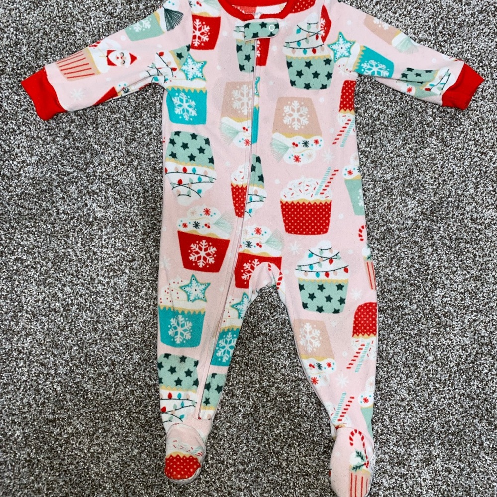 Carter's Red and Teal Holiday Footie